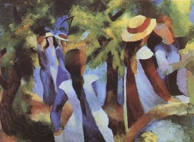 August Macke Girls Amongst Trees (mk09) Spain oil painting art